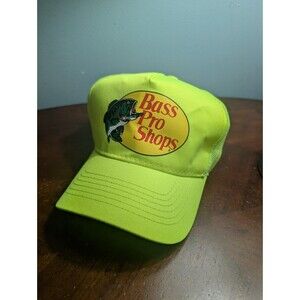 Bass Pro Shops Hat Cap Snap Back Mens Yellow Neon Mesh Trucker Fishing